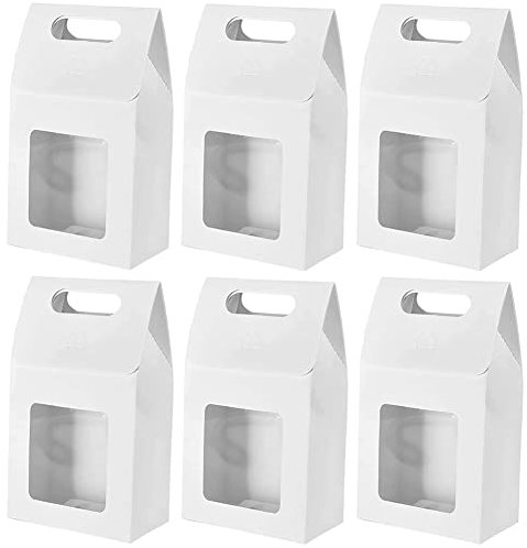 25 Piezas Bolsas Embalaje Papel Kraft, Bolsa de Regalo con Ventana, Bolsas de Regalo con Asas, Bolsa de Regalo Papel Fuerte, para Envasado de Dulces, Galletas, Snacks