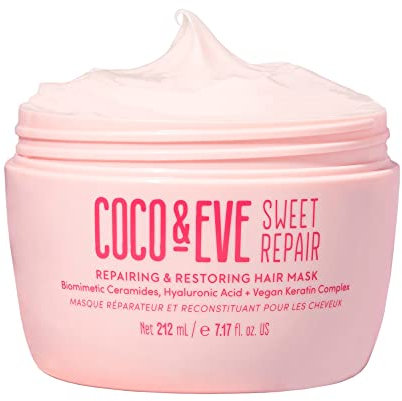 Coco & Eve Sweet Repair Haarmaske. Mischung aus biomimetischen Ceramiden, Hyaluronsäure, veganem Keratin. Repariere trockenes, geschädigtes Haar, erhöhe die Feuchtigkeitszufuhr und den Glanz (212 ml)