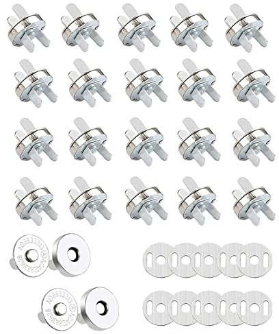 Magnetic Snaps Buttons,24 PCS Magnetic Snap Fastener Metal Magnet Press Studs for Purses Sewing Craft Bags Clothes Leather Craft Making