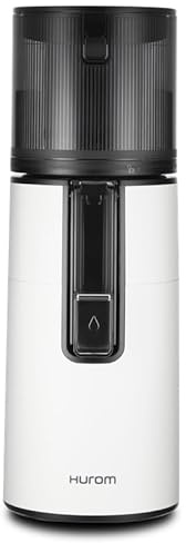Hurom H400 Easy Clean Slow Juicer in White - Hands Free Hopper Fits Whole Produce | Quiet Motor | BPA Free | Easy Assembly | Cold Press Masticating Juicer