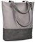Zwei Damen Shopper JANA J145 Tote Bag 10 Liter, Bicolor Einkaufstasche im Canvas-Stil, weiches Kunstleder, Laptopfach, Schlüsselband, Reißverschluss-Fach, zusätzlicher langer Umhängegurt (nubuk-stone)