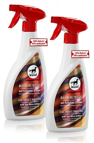 RL24 leovet - Mähnenstriegel | Mähnenspray für Pferde | Schweifspray schützt vor Staub & Schmutz | Pflege für Fell, Mähne & Schweif | schnelle Kämmbarkeit | 2 x 550 ml Sprühflasche (2er Set)