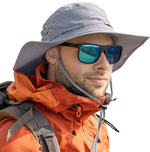 TOP-EX Waterproof Wide Brim Sun Bonnie Hat for Men 00702 Grey 63-66cm