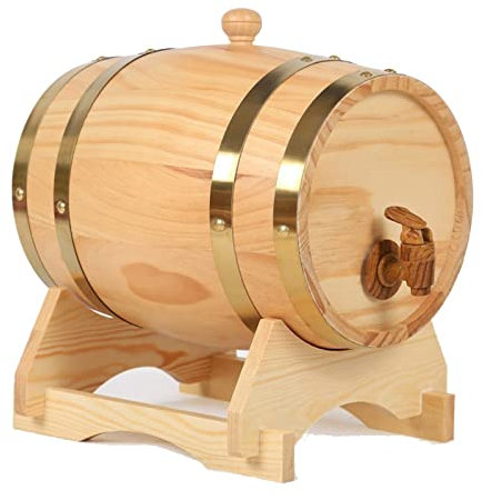 Barril de Vino Barril de Roble Barril De Roble 1.5L/3L/5L/10L/20L/25L/30L/50L Madera Dispensador De Barril De Vino Cubo De Almacenamiento Barriles De Cerveza，For Almacenamiento Whisky Bourb(Size:10L)