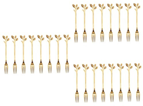TOPBATHY Stk Ast Fruchtgabel Kleine Gabeln Probierlöffel Essgabeln Vorspeisengabeln Weihnachtscocktailgabeln Kuchen Fruchtgabel Verkostungsgabeln Metall Obst Rostfreier Stahl Blätter