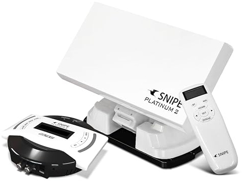Selfsat Snipe Platinum 2 – Twin – Antenna satellitare completamente automatica, antenna da campeggio con telecomando BT e controllo iOS/Android, GPS, antenna piatta, PLL-LNB