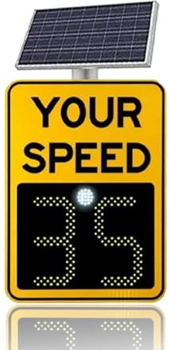DPDZSW Señal De Límite De Velocidad por Radar 20'' × 27'', con Energía Solar, Pantalla LED Velocidad, Señal Retroalimentación Radar, Detector Velocidad para Carreteras Límite De Velocidad
