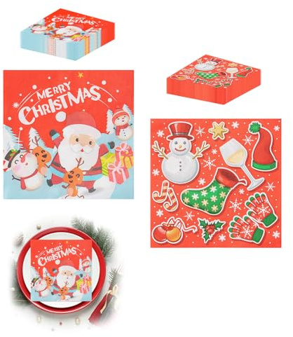 EUYKQNOI Serviettes de Noël en Papier 40 Pièces - Décoration de Noël Élégante pour Table de Fête, Motifs Festifs, Cadeaux Conviviaux, Ambiance Chaleureuse