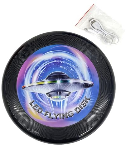 A2Z Kid Adult LED Flying Disc with 38 Bright LEDs And 12 Light Modes USB Rechargeable Glow-in-the-Dark Galaxy UFO Frisbee Waterproof Night-Time Outdoor Throwing Toy for Christmas Stocking Stuffers