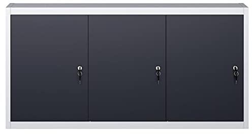 Generico Armadio a Parete Stile Industriale in Metallo Grigio Nero,Articoli di ferramenta,Accessori ferramenta,Conservazione/Ordine Attrezzi,Armadietti per Attrezzi,Grigio,13.95 kg,145353