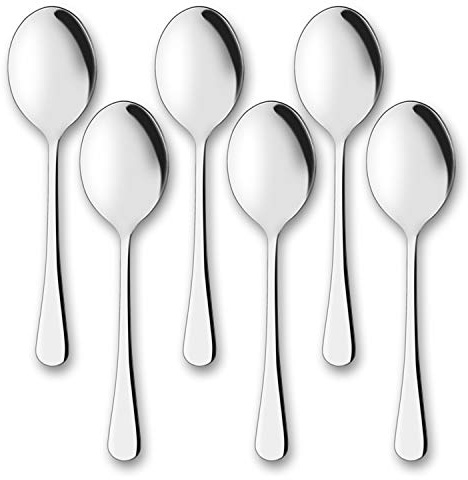 AOOSY Serving Spoons, 6 Pieces X-Large 9.8 Inches Stainless Steel Serving Spoon Catering Spoons Solid Serving Utensils Big Ladle Tablespoons for Buffet Banquet Flatware Kitchen Basics Serving
