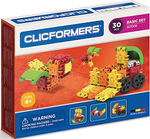 Clicformers Mattoncini da Costruzione per Bambini a Partire dai 3 Anni, Giocattolo educativo Creativo in Set Base da 30 Pezzi, Gioco a Incastro per Ragazzi e Ragazze, Giocattolo educativo Montessori,