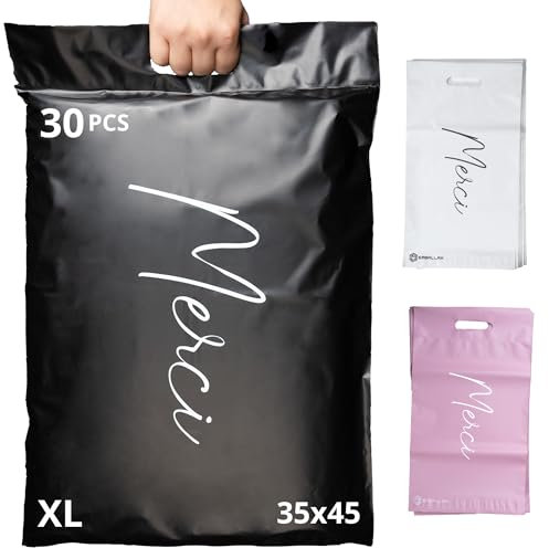 EMBALLAX - 30 Versandtaschen Warensendung - XL 45x35cm - UNDURCHSICHTIG/WIDERSTANDSFÄHIG/WASSERDICHT - Versandtüten für Kleidung - Umschlag für Kartons - Versandbeutel - Versandtasche - Danke