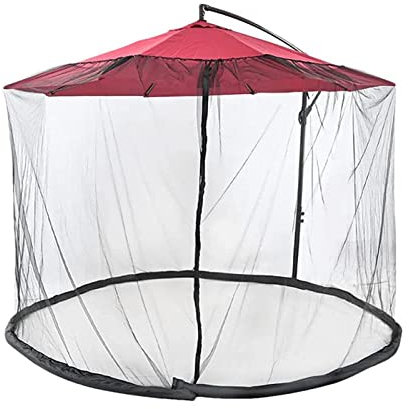 Moskitonetz für Sonnenschirme, Outdoor Umbrella Moskitonetz mit Reißverschlusstür für 250-300 cm Sonnenschirme Pavillon, Mückennetz Für Gartenschirm Ampelschirm (Schwarz)