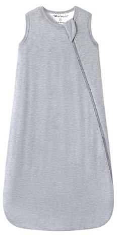 Mosebears Baby Schlafsack Sommer 0.5 Tog Atmungsaktiv Bambusfaser-Baumwolle Sommerschlafsack für Jungen und Mädchen Neugeborene(Grey, M(6-18 Monate))