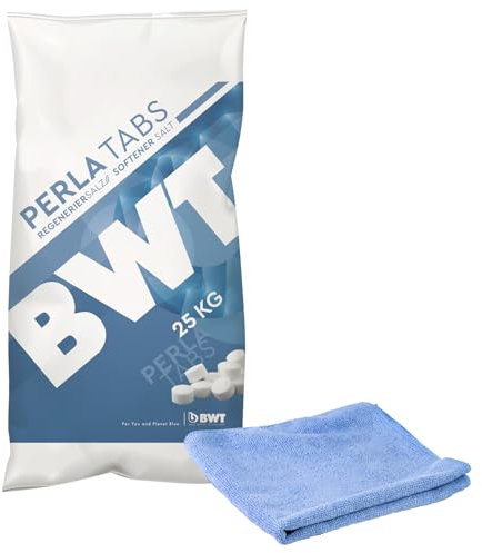 BWT Perla Tabs Regeneriersalz 25 kg 94239, inklusive kör4u Mikrofasertuch blau