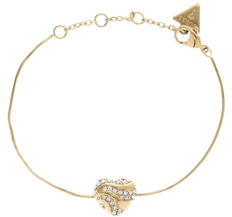 GUESS In My Heart Snake Chain Bracelet S Yellow Gold