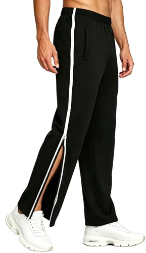 Neteson Pantalon de Rééducation pour Homme Pantalon de Survêtement Jogging | Pantalons Chirurgie à Fermeture éclair Latérale Intégrale Ouverture Totale