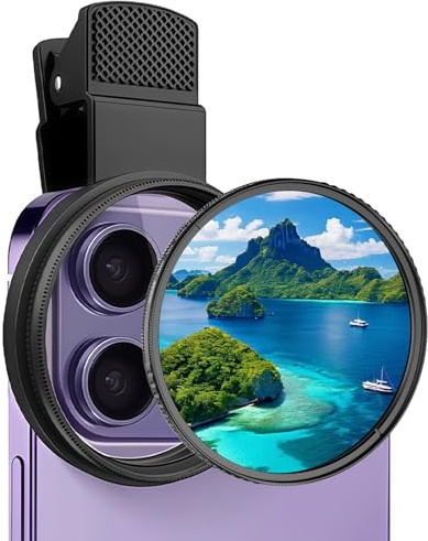 52mm Universeller Filterclip für Handy, Universell Handykamera CPL Filter Objektivset, Polarisationsfilter für Handykamer mit Aufbewahrungsbox