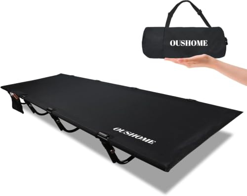 Oushome Lit de Camp Ultraléger, Lit Camping 4 Pieds Supporte 160KG