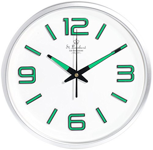 St. Leonhard Reloj de Pared por la Noche Visible: Reloj de Pared radiocontrolado Glow-in-The-Dark, el plastico (Reloj de Pared en el Oscuro legible)