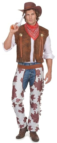 DEGUISE TOI - Déguisement cowboy classique homme - Gilet - Sur pantalon - Bandana - Chapeau - XL - Marron - Déguisements adultes - 100% Polyester - A la main - Carnaval