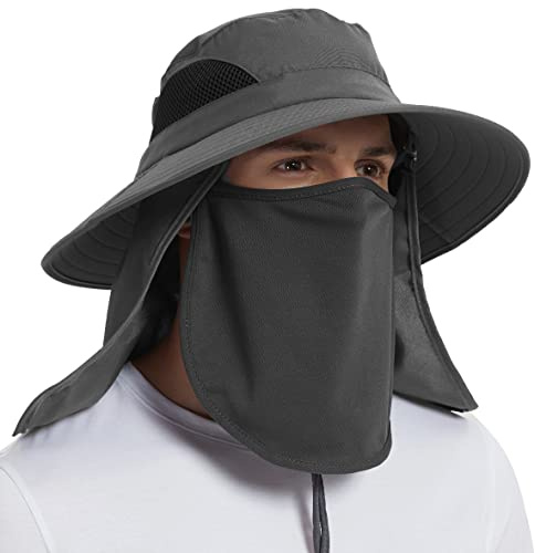 EINSKEY Sun Hat with Neck Flap, UV Protection Waterproof Safari Cap Wide Brim Bucket Hat for Fishing Gardening Hiking Hunting