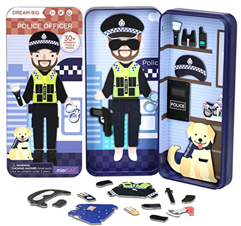 mierEdu Magnetspiel Box Polizist – Fördert Motorik & Fantasie | Perfekt für Zuhause & Unterwegs | Magnetisches Anziehspiel für Kinder ab 3 Jahren