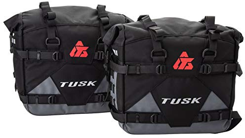 Tusk Pilot Pannier Bags Black/Grey | Durable Soft Saddlebags with Roll‑Top Closure, Waterproof Liners and Reflective Accents | Adventure Motorcycle Storage
