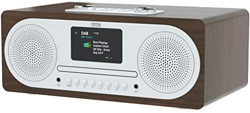 AZATOM CL100X DAB/DAB+ FM Radio Stereo Hi-Fi Speaker System & CD Player, Bluetooth, Colour Display, MP3 Playback, USB Charger, Equaliser, Remote Control Clockwood (Dark Oak)