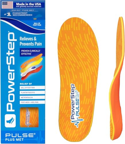 PowerStep Pulse Plus Met - Ball of Foot Pain Relief Shoe Insoles - Running Shoe Orthotics for Metatarsal Foot Pain, and Morton's Neuroma Relief - Made in The USA (Men's 11-11.5)