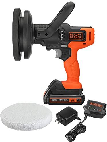 BLACK+DECKER MATRIX 20V MAX Buffer Kit, For Cars, Floors and Furniture, 3500 RPM, Battery & Charger Included, Orange (BCBMT120C1FF)