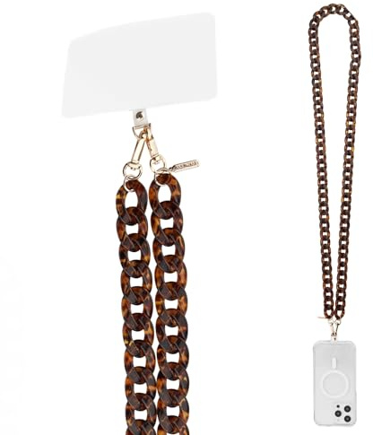 Case-Mate Crossbody Phone Lanyard / Chain [Works with All Phones] Hands-Free Strap - Cell Phone Charm - Neck Chain Holder for iPhone 17 Pro Max / 16 Pro Max / 15 Pro Max / 14 / S26 - Tortoiseshell