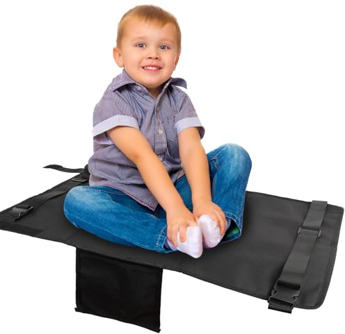 DINGBLUE Toddler Airplane Bed - Toddler Airplane Seat Extender Aeroplane Bed for Children Portable Foot Hammock for Kids Baby Plane Travel Essentials to Lie Down Rest on Plane (Black)
