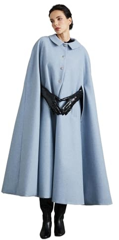 BEAUTELICATE Mezcla de Lana Capa de Abrigo con Bolsillos Mujeres Largo Chaqueta Prueba de Viento para Otoño Invierno