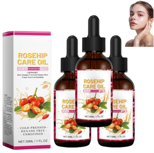 Ätherisches Hagebutten-Gesichtsöl, ätherisches Hagebutten-Hautpflegeöl für Frauen, natürliches ätherisches Hagebuttenöl, Gesichtspflegeöl