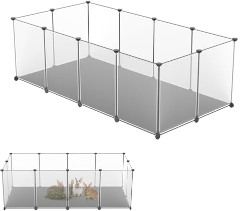 YRHome Enclos grillagé pour lapins, lapins, cochons d'Inde, enclos pour petits animaux, enclos pour petits animaux, enclos pour l'intérieur et l'extérieur, 143 x 73 x 46 cm, avec tapis transparent