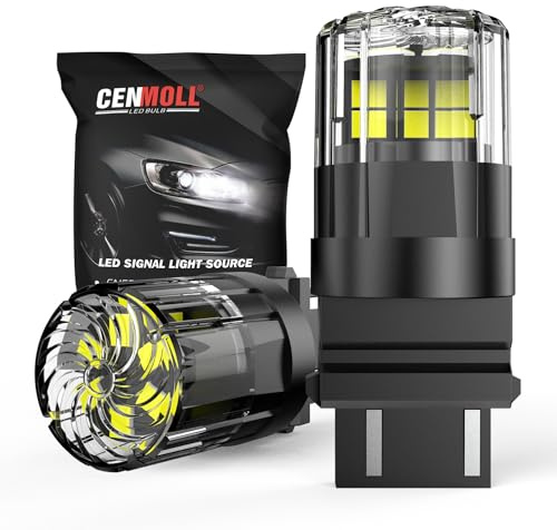Lampadina LED CENMOLL T25 3157 bianca, 3200LM super luminosa 12V-24V P27/7W 3156 P27W 3157 T25 per luci di retromarcia, freni, indicatori di direzione, luci di posizione e luci diurne, confezione da 2