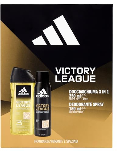 adidas, Cofanetto Regalo Victory League, Deodorante Spray per il corpo 150ml e Docciaschiuma 3 in 1 250ml