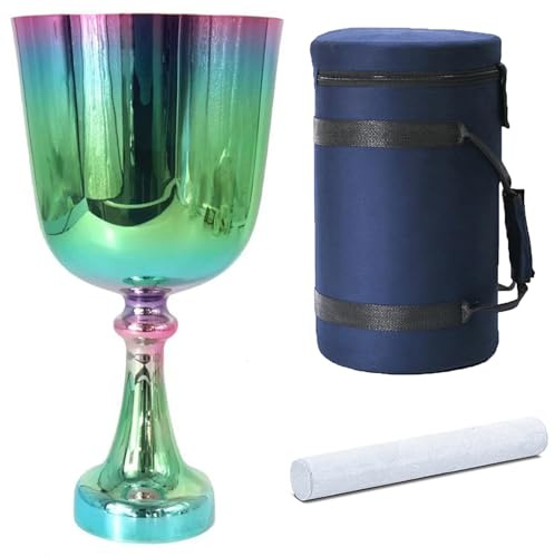 Grönfärgat handtag Kristall sångskål med bärväska Mallet | Handtag ljudskål med bärväska klubba(432Hz,8inch E note)