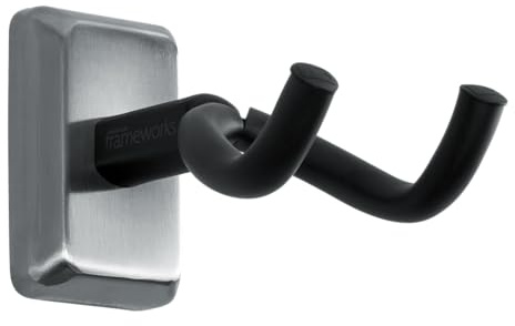 Gator Frameworks Guitar Wall Mount Hanger Fits Most Guitars, Acoustic, Electric, or Bass, with Satin Chrome Mounting Plate (GFW-GTR-HNGRSCH)