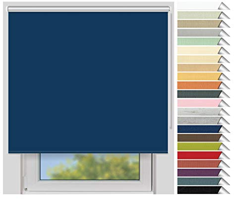 EFIXS Thermorollo Medium - Rollos nach Maß - 25 mm Rollowelle - Stoffbreite bis 220 cm, Höhe bis 240 cm - Hier: bis 140 cm x 240 cm (BxH) - blau (065) - mit & ohne Bohren