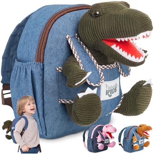 Naturally KIDS Toddler Backpack with Plush Animal Toys, Gifts for Kids | Birthday Gifts for Boys and Girls for 2, 3, 4, 5, 6, 7 Year Old