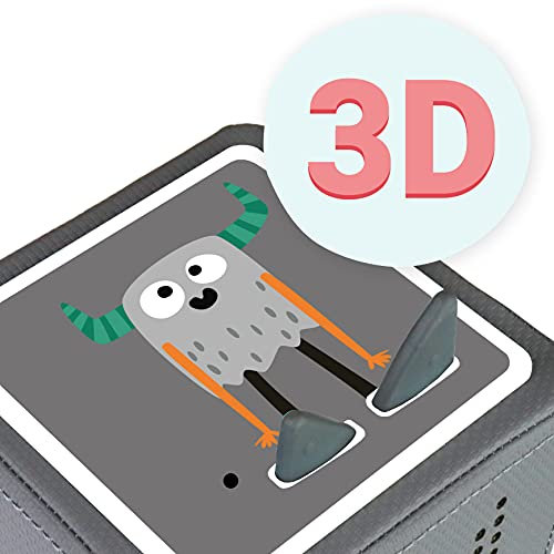 MeinBaby123® Schutzfolie kompatibel mit Toniebox | Schutzcover selbstklebend | Aufkleber passgenau I Folie Sticker | Toniebox Zubehör | Premium Qualität | Lustige Monster: Grau mit 3D Effekt
