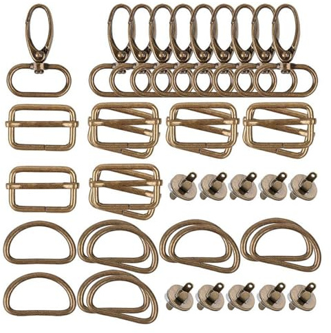 ANCLLO 40 st 25 mm metall D-ringar för väskor Magnetiska knappar Vridbara Snap-krokar för gör-det-själv-väskor Sy Handväska Bagagetillbehör