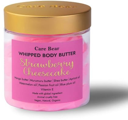 CareBear Whipped Body Butter, Körperbutter mit Passionsfruchtöl, Aprikosen- und Blau flaumenöl, Spendet Feuchtigkeit und pflegt die Haut, Natürliche Körperbutter