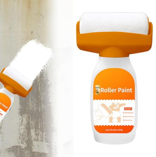 500g Wandfarbe Ausbessern Weiß, Wandreparatur RollbüRste 2 in 1 Wandfarbe Weiß Roller mit Wandreparaturpaste Wandreparaturroller Farbe Wand Reparatur Rollbürste für Küche Schlafzimmer Wohnzimmer