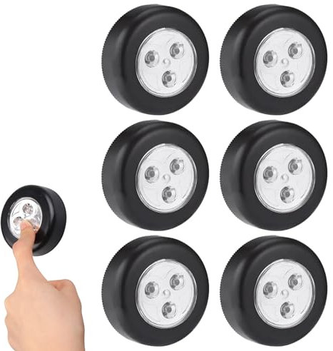 Comioke 6er Set Stick&Push LED Touch Lampe, Batteriebetrieben, Nachtlicht selbstklebend, Küchenlampen, Schrankleuchten, Lampe Nachtlicht Leuchten Batteriebetrieben, Selbstklebend Küchenlampen
