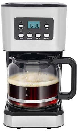 LOIRIIC 950W Kaffeemaschine mit Timer,1.5L Filterkaffeemaschine 12 Tassen, Abschaltautomatik, Filter-Kaffeemaschine,Tropf-Stopp, Wiederverwendbarem Filter und Heizplatte, Schwarz