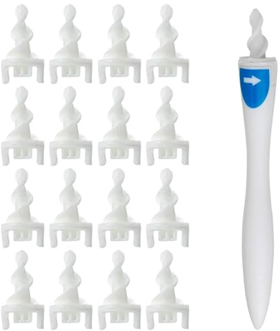 Eliminador de cerumen, limpiador de oídos seguro y suave, 360 grados en espiral de silicona con 16 cabezales de repuesto lavables, limpiador de oídos para adultos y niños